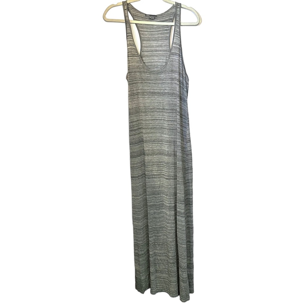 Vince Women’s Sz M Sleeveless Space Dye Stripe Racerback Maxi Dress Gray Casual